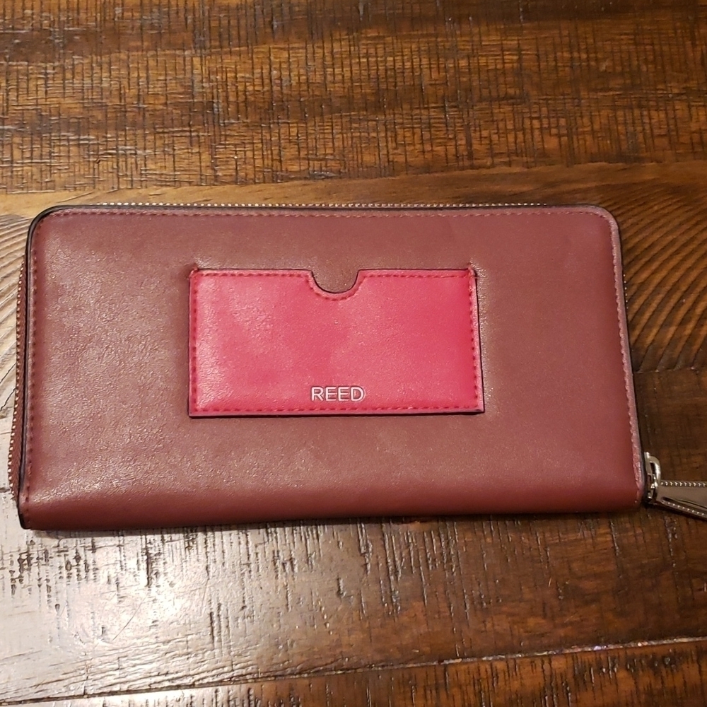 Reed Krakoff Red Colorblock Double Zipper Wallet Wristlet